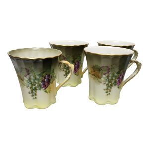 A&C Bavaria Chocolate Tea 4 cup Set -Porcelain Grape Pattern Reproduction
